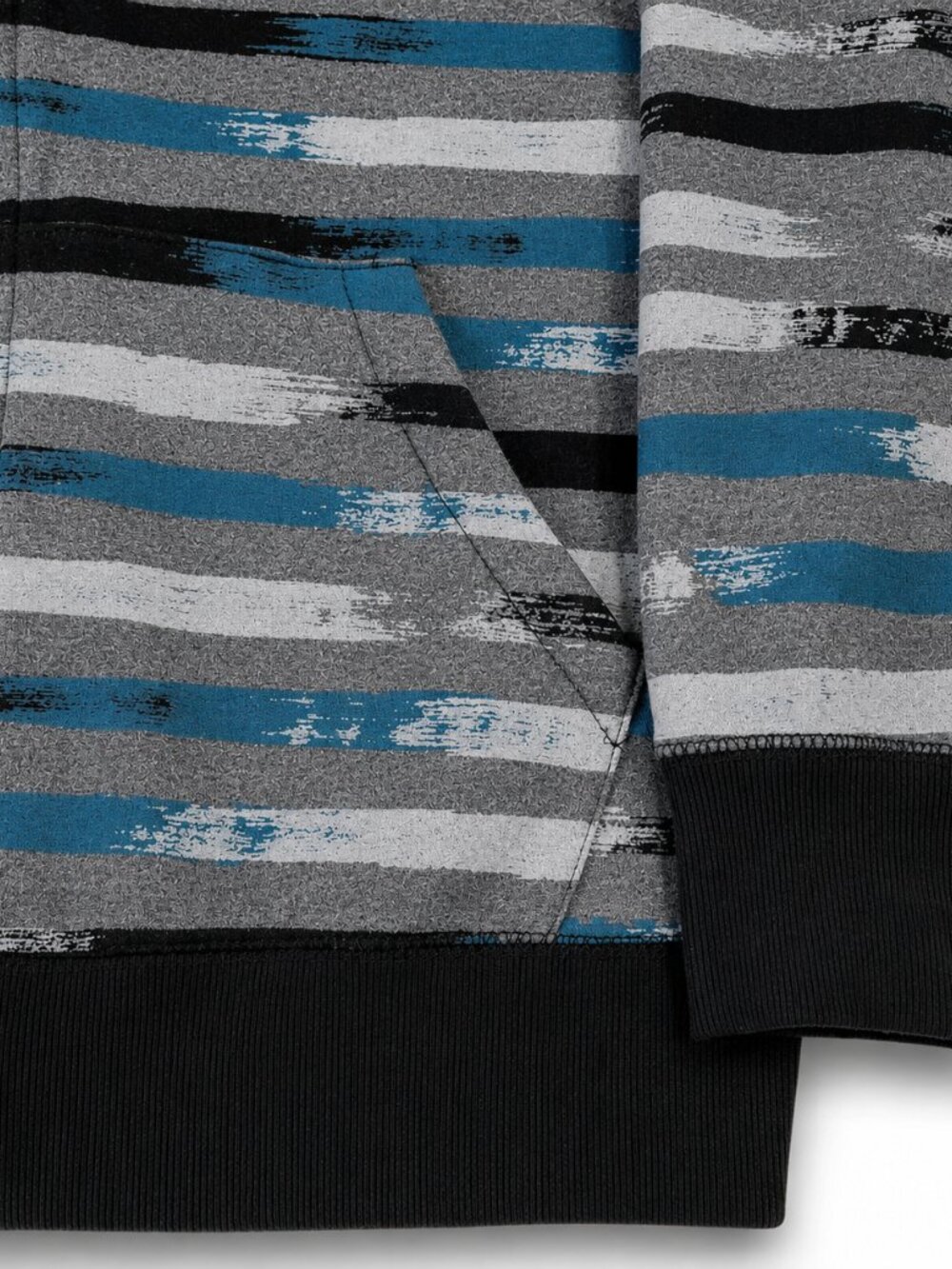Men's Hoodie MEDIUM Full Zip Gray Teal Stripe with pockets No Boundaries - Picture 9 of 14